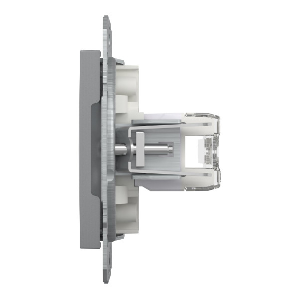 Розетка комп'ютерна, RJ45, кат.6, UTP, подвійна, Сталь, Asfora, EPH4800162