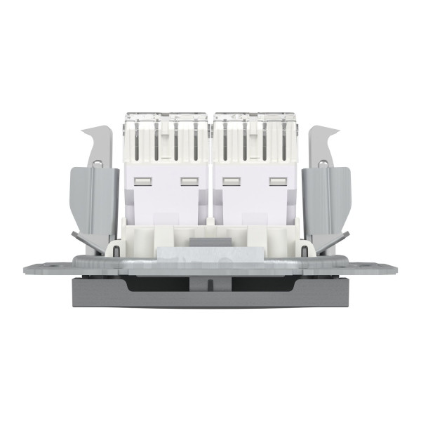 Розетка комп'ютерна, RJ45, кат.6, UTP, подвійна, Сталь, Asfora, EPH4800162