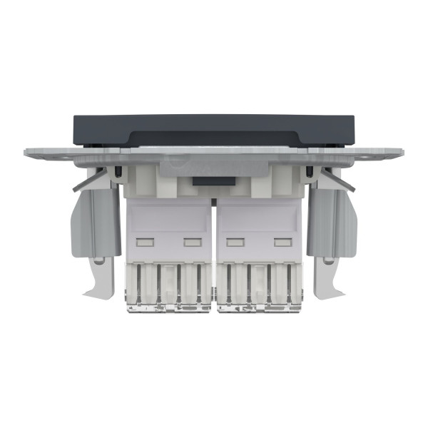 Розетка комп'ютерна, RJ45, кат.6, UTP, подвійна, Антрацит, Asfora, EPH4800171