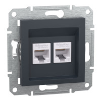 Розетка комп'ютерна, RJ45, кат.6, UTP, подвійна, Антрацит, Asfora, EPH4800171