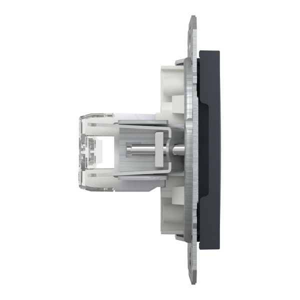Розетка комп'ютерна, RJ45, кат.6, UTP, подвійна, Антрацит, Asfora, EPH4800171