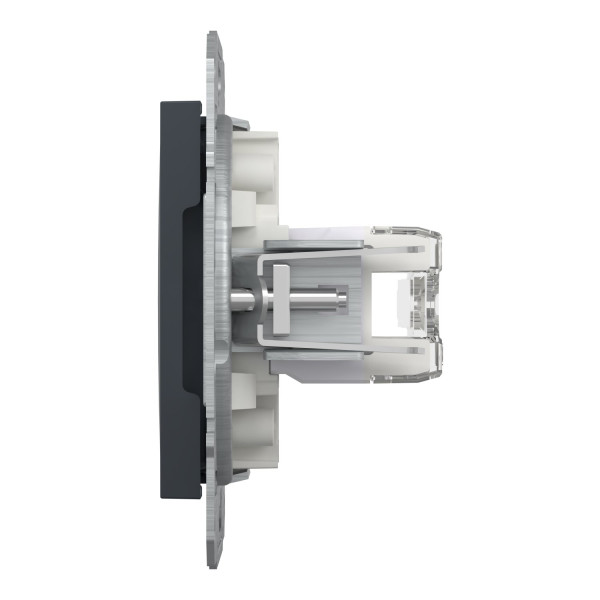 Розетка комп'ютерна, RJ45, кат.6, UTP, подвійна, Антрацит, Asfora, EPH4800171