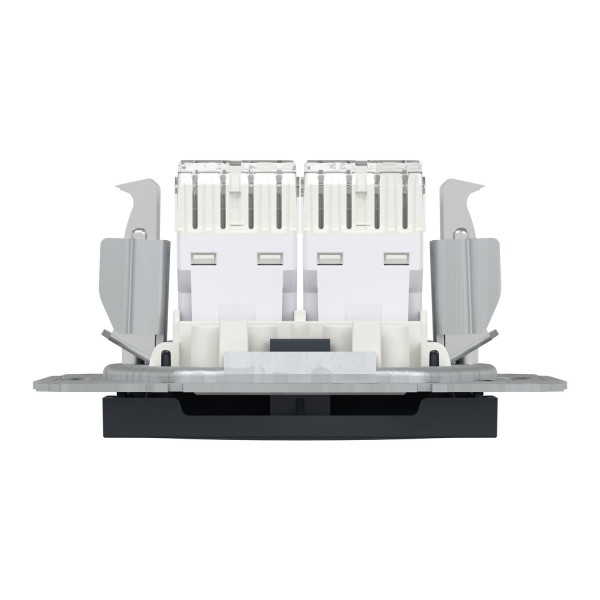 Розетка комп'ютерна, RJ45, кат.6, UTP, подвійна, Антрацит, Asfora, EPH4800171