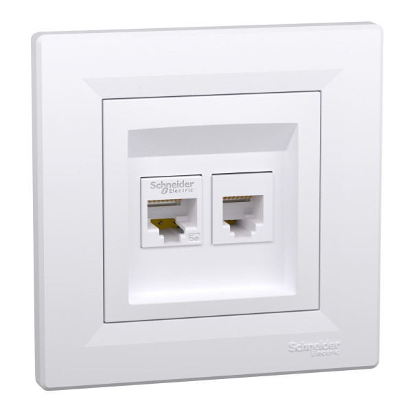 РОЗЕТКА КОМП'ЮТЕРНА RJ45 КАТ. 5Е І ТЕЛЕФОННА РОЗЕТКА RJ12 БІЛА ASFORA, EPH4900121