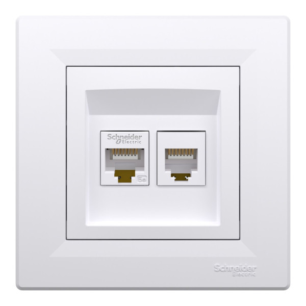РОЗЕТКА КОМП'ЮТЕРНА RJ45 КАТ. 5Е І ТЕЛЕФОННА РОЗЕТКА RJ12 БІЛА ASFORA, EPH4900121