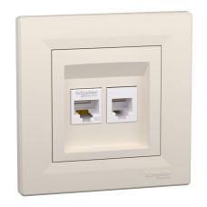 РОЗЕТКА КОМП'ЮТЕРНА RJ45 КАТ. 5Е І ТЕЛЕФОННА РОЗЕТКА RJ12 КРЕМ ASFORA, EPH4900123