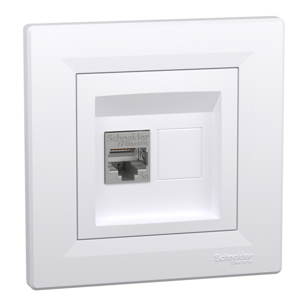 Розетка комп'ютерна, RJ45, кат.5е, STP, Біла, Asfora EPH5000121