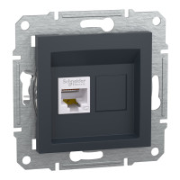 Розетка комп'ютерна, RJ45, кат.5е, STP, Антрацит, Asfora, EPH5000171
