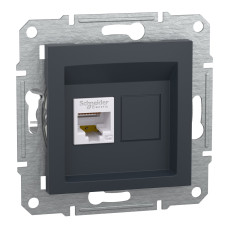 Розетка комп'ютерна, RJ45, кат.5е, STP, Антрацит, Asfora, EPH5000171