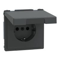 Розетка силова IP44 з кришкою 2К+З, 16А, 250В, безгвинт.затиск, зі шторками, Антрацит, пластик, D-Life Merten MTN2314-6034
