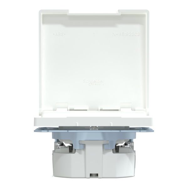 Розетка силова IP44 з кришкою 2К+З, 16А, 250В, безгвинт.затиск, зі шторками, Білий лотос, пластик, D-Life Merten MTN2314-6035
