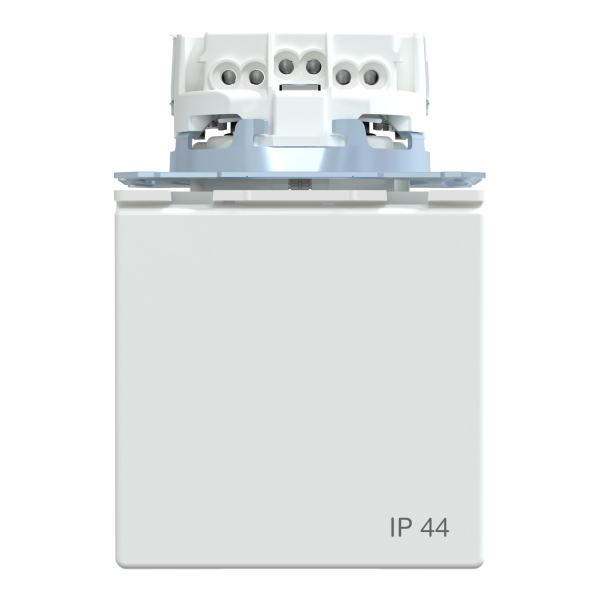 Розетка силова IP44 з кришкою 2К+З, 16А, 250В, безгвинт.затиск, зі шторками, Білий лотос, пластик, D-Life Merten MTN2314-6035