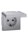 Розетка силова IP44 з кришкою 2К+З, 16А, 250В, безгвинт.затиск, зі шторками, Нержавіючая сталь, пластик, D-Life Merten MTN2314-6036