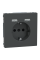 Розетка силова 2К+З, 16А, з USB 2.4A, тип А+А, гвинт.затиск, шторки, Антрацит, пластик, D-Life Merten MTN2366-6034