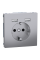 Розетка силова 2К+З, 16А, з USB 2.4A, тип А+А, гвинт.затиск, шторки, Нержавіюча сталь, пластик, D-Life Merten MTN2366-6036