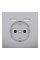 Розетка силова 2К+З, 16А, з USB 2.4A, тип А+А, гвинт.затиск, шторки, Нержавіюча сталь, пластик, D-Life Merten MTN2366-6036