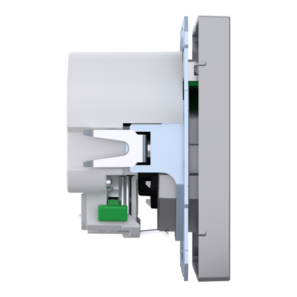 Розетка силова 2К+З, 16А, з USB 2.4A, тип А+А, гвинт.затиск, шторки, Нержавіюча сталь, пластик, D-Life Merten MTN2366-6036