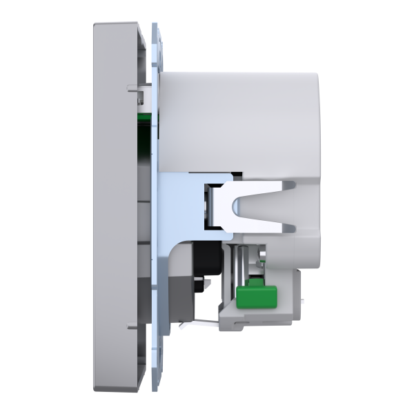 Розетка силова 2К+З, 16А, з USB 2.4A, тип А+А, гвинт.затиск, шторки, Нержавіюча сталь, пластик, D-Life Merten MTN2366-6036