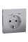 Розетка силова 2К+З, 16А, з USB 3A, тип А+C, гвинт.затиск, шторки, Нержавіюча сталь, пластик, D-Life Merten MTN2367-6036