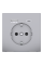 Розетка силова 2К+З, 16А, з USB 3A, тип А+C, гвинт.затиск, шторки, Нержавіюча сталь, пластик, D-Life Merten MTN2367-6036