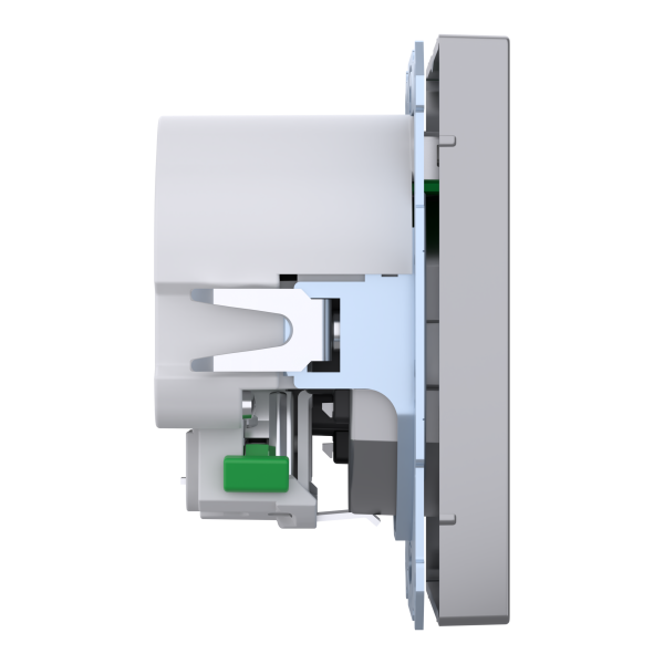 Розетка силова 2К+З, 16А, з USB 3A, тип А+C, гвинт.затиск, шторки, Нержавіюча сталь, пластик, D-Life Merten MTN2367-6036