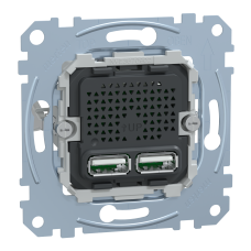 Механізм зарядного пристрою USB, тип А+А, 2.4 мА, USB 2.0, Merten MTN4366-0100