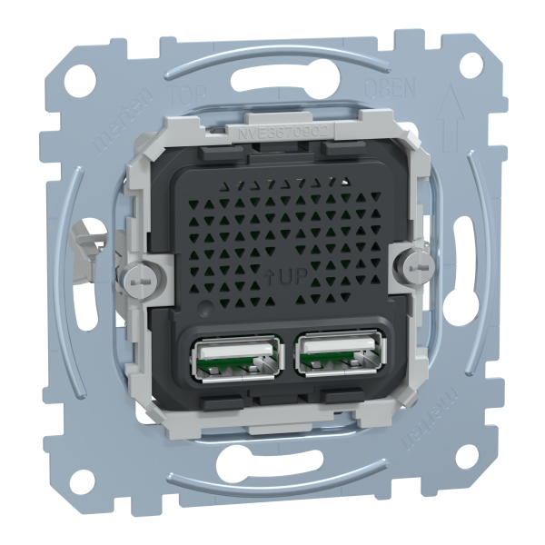 Механізм зарядного пристрою USB, тип А+А, 2.4 мА, USB 2.0, Merten MTN4366-0100