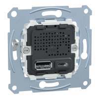 Механізм зарядного пристрою USB, тип А+C, 2.4 мА, USB 2.0, Merten MTN4366-0110