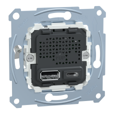 Механізм зарядного пристрою USB, тип А+C, 2.4 мА, USB 2.0, Merten MTN4366-0110