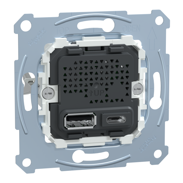 Механізм зарядного пристрою USB, тип А+C, 2.4 мА, USB 2.0, Merten MTN4366-0110