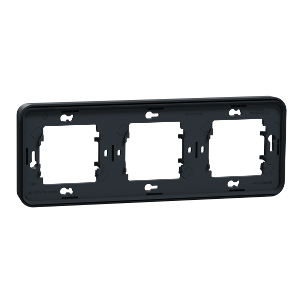 Рамка тримісна горизонтальна, IP55, чорна, Mureva Styl MUR34109