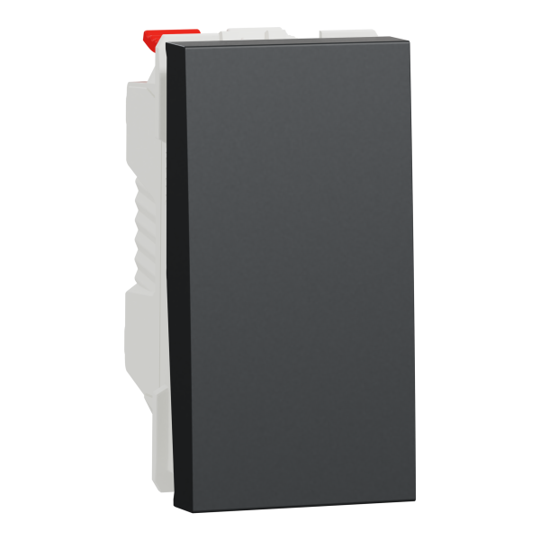 Вимикач кнопковий, 10А, 1 модуль, антрацит, Unica NEW NU310654