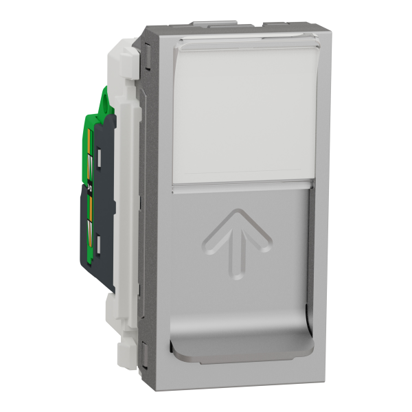 Розетка комп'ютерна RJ45, одинарна, кат.5e UTP, 1 модуль, алюміній, Unica NEW NU341030