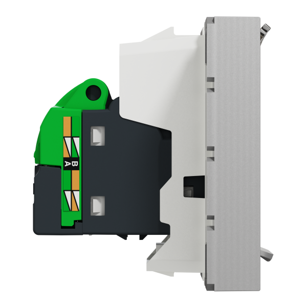 Розетка комп'ютерна RJ45, одинарна, кат.5e UTP, 2 модуля, алюміній, Unica NEW NU341130