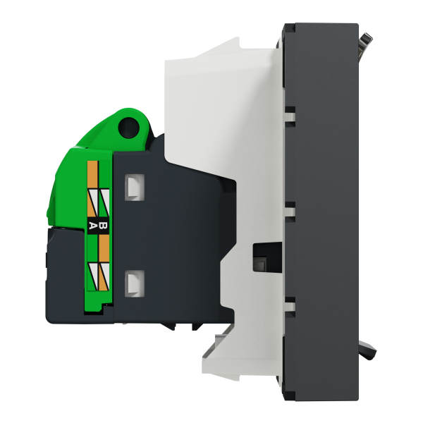 Розетка комп'ютерна RJ45, одинарна, кат.5e UTP, 2 модуля, антрацит, Unica NEW NU341154