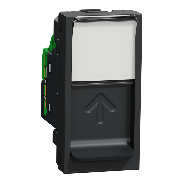 Розетка комп'ютерна RJ45, одинарна, кат.6 UTP, 1 модуль, антрацит, Unica NEW NU341454