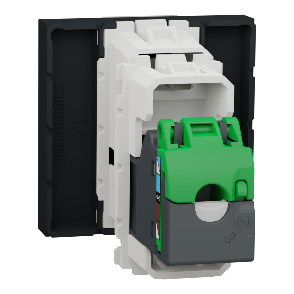 Розетка комп'ютерна RJ45, одинарна, кат.6 UTP, 2 модуля, антрацит, Unica NEW NU341554