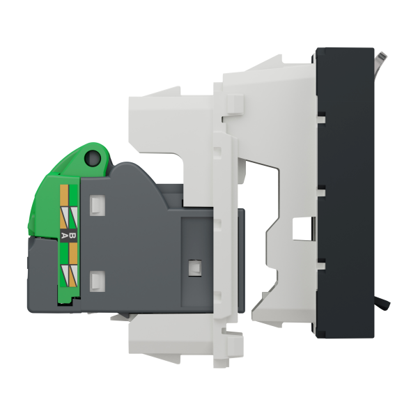 Розетка комп'ютерна RJ45, одинарна, кат.6 UTP, 2 модуля, антрацит, Unica NEW NU341554