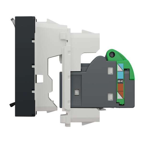 Розетка комп'ютерна RJ45, одинарна, кат.6 UTP, 2 модуля, антрацит, Unica NEW NU341554