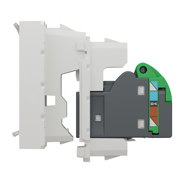 Розетка комп'ютерна RJ45, одинарна, кат.6 STP, 2 модуля, білий, Unica NEW NU341718