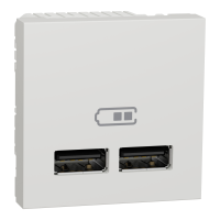 Розетка USB 2.0 зарядна подвійна 2.1А, 2 модуля, білий, Unica NEW NU341818