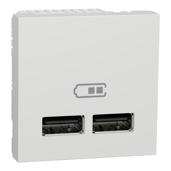 Розетка USB 2.0 зарядна подвійна 2.1А, 2 модуля, білий, Unica NEW NU341818