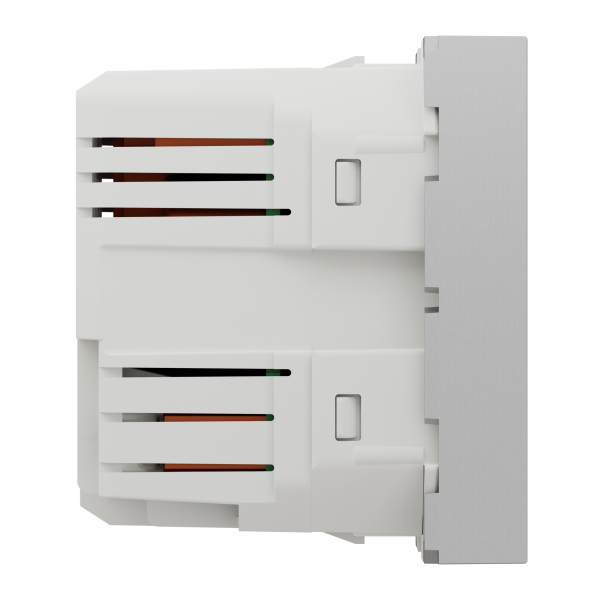 Розетка USB 2.0 зарядна подвійна 2.1А, 2 модуля, алюміній, Unica NEW NU341830