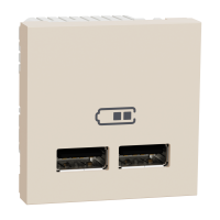 Розетка USB 2.0 зарядна подвійна 2.1А, 2 модуля, бежевий, Unica NEW NU341844