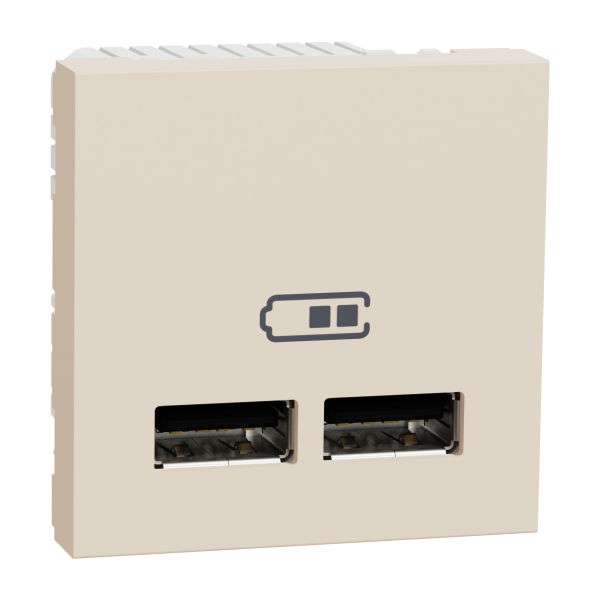 Розетка USB 2.0 зарядна подвійна 2.1А, 2 модуля, бежевий, Unica NEW NU341844