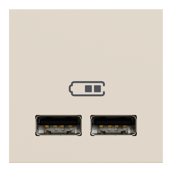 Розетка USB 2.0 зарядна подвійна 2.1А, 2 модуля, бежевий, Unica NEW NU341844