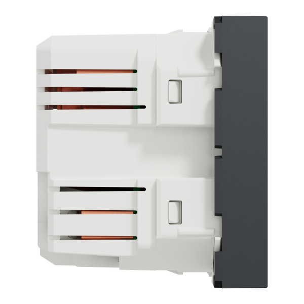 Розетка USB 2.0 зарядна подвійна 2.1А, 2 модуля, антрацит, Unica NEW NU341854