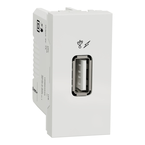 Розетка USB 2.0 зарядна 1.05А, 1 модуль, білий, Unica NEW NU342818