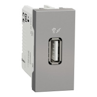 Розетка USB 2.0 зарядна 1.05А, 1 модуль, алюміній, Unica NEW NU342830