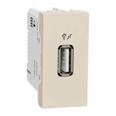 Розетка USB 2.0 зарядна 1.05А, 1 модуль, бежевий, Unica NEW NU342844